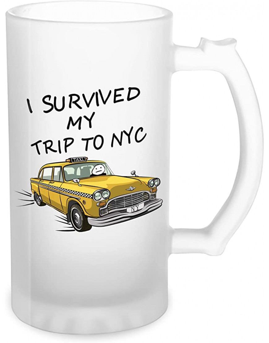 Tom I Survived My Trip To NYC New York Transparente taza de Stein de la cerveza 0.5L - BMUNW76V
