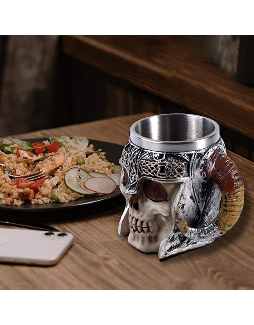 Gothic 3D Skull Mug,Taza de cerveza de acero inoxidable con diseño de calavera de Viking Warrior taza de cerveza taza de vino medieval para café bebida zumo - BELIJ2VK