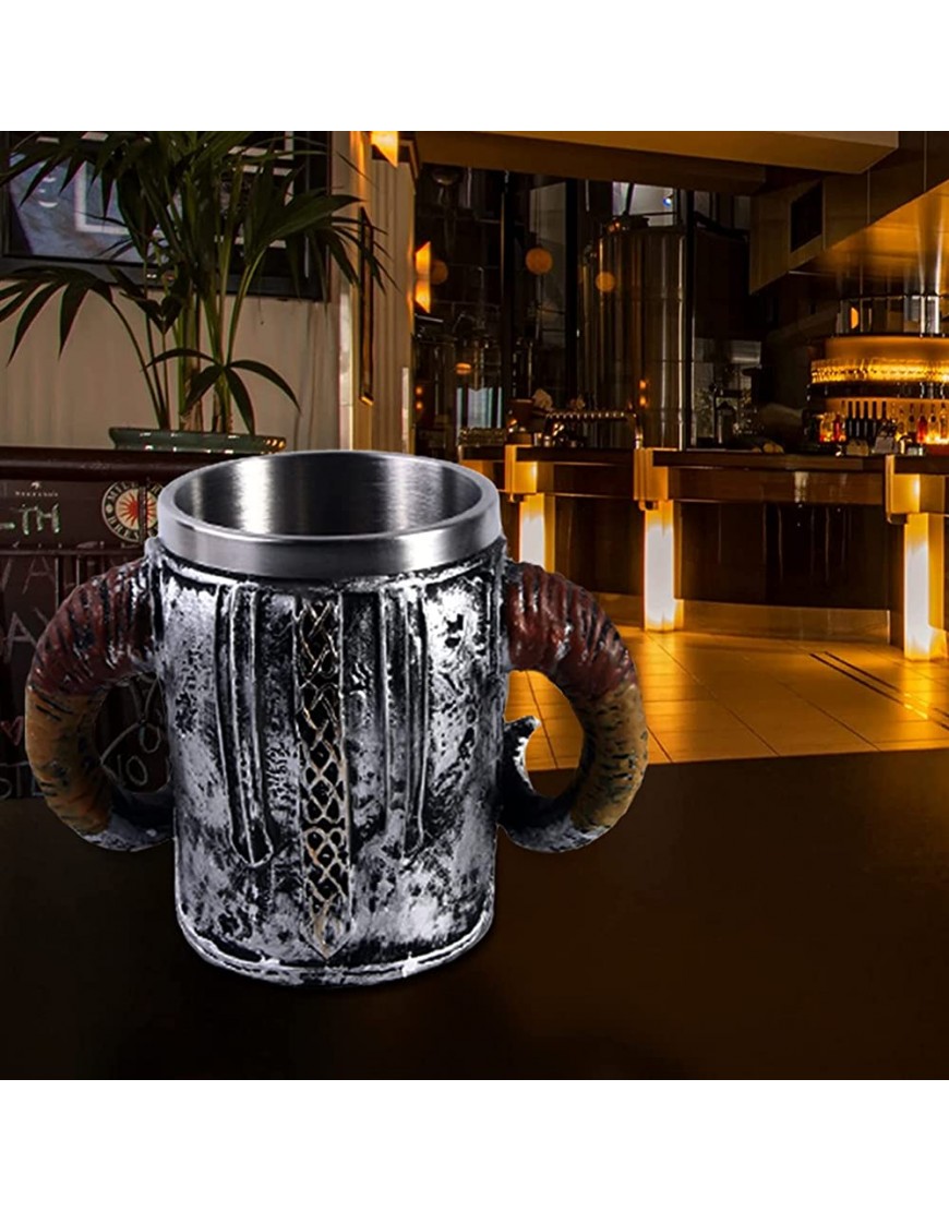Gothic 3D Skull Mug,Taza de cerveza de acero inoxidable con diseño de calavera de Viking Warrior taza de cerveza taza de vino medieval para café bebida zumo - BELIJ2VK