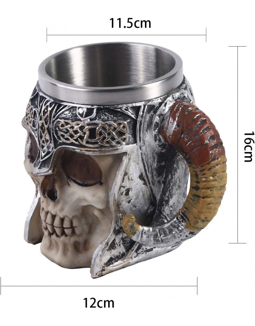 VOANZO 13 oz Viking Ram Horned Pit Lord Warrior Skull con casco de batalla cerveza Stein Tankard taza de café - BZYPC1V3