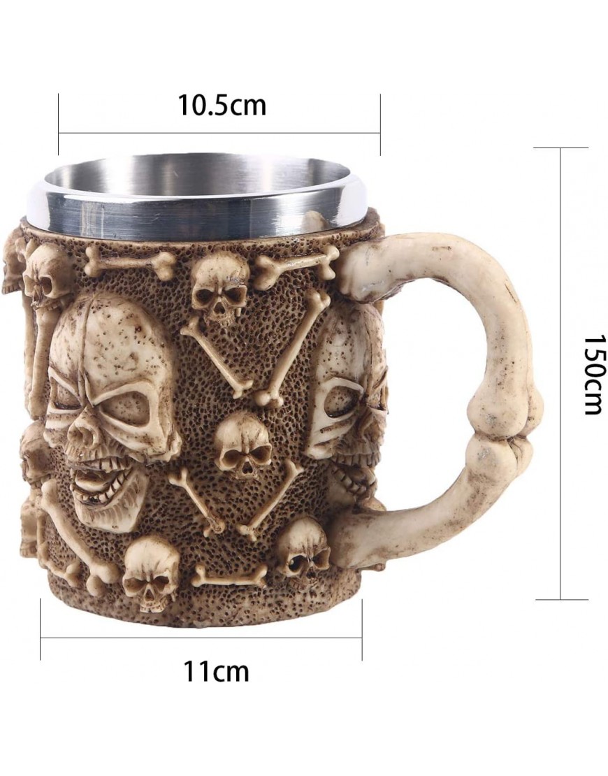VOANZO Taza de café con forma de calavera de metal con asa Taza de cerveza con forma de calavera para regalo del día del padre - BNESLQM5