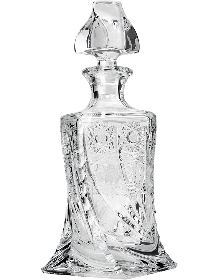Aurum Crystal AU51353 Quadro licor vodka Decantador de cristal bohemio hecho a mano con tapón y 6 vasos de chupito - BXIJPN1M