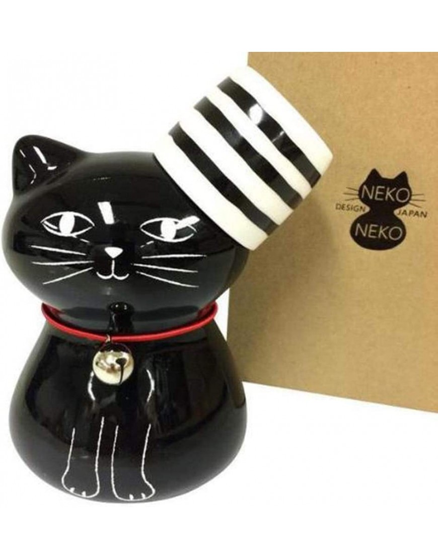 Juego de 1 taza 40 cc y 1 decantador en forma de gato 270 ml diseño de gato y rayas color negro 200109 - BTIBQH63