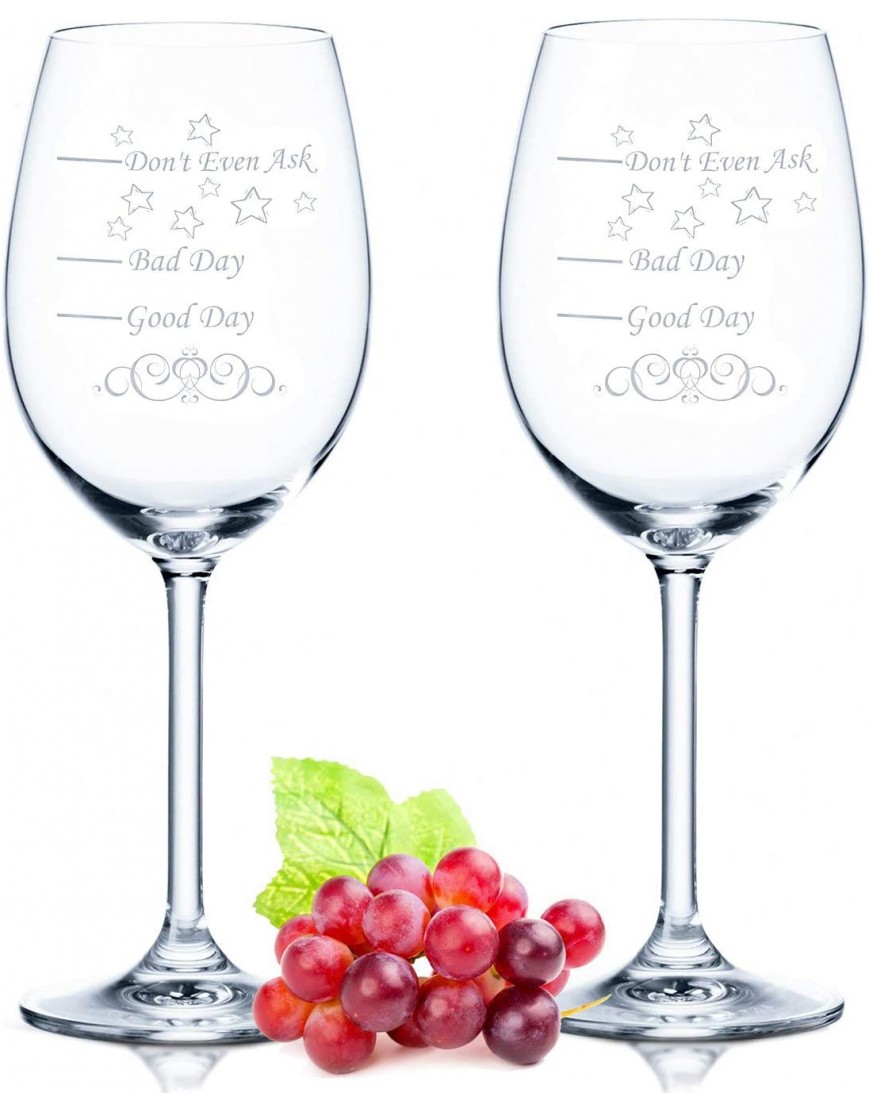 2 copas de vino Leonardo XL – Good Day Bad Day Don't Even Ask – regalo de cumpleaños – regalos divertidos – Adecuado como copas de vino tinto – regalo original – Copas de vino - BNPQPKE8