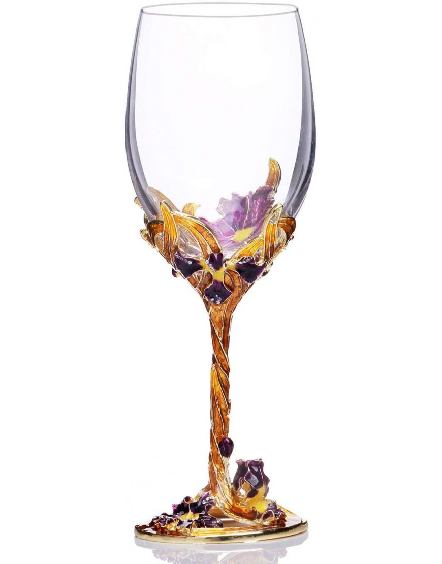 Copa de Vino Tinto artesanía de Esmalte Copa de Vino Pintada Accesorios de Vino Cristal Transparente sin Plomo soplado a Mano Caja de Regalo de Lujo Envuelta colección Delicada - BJLPB715