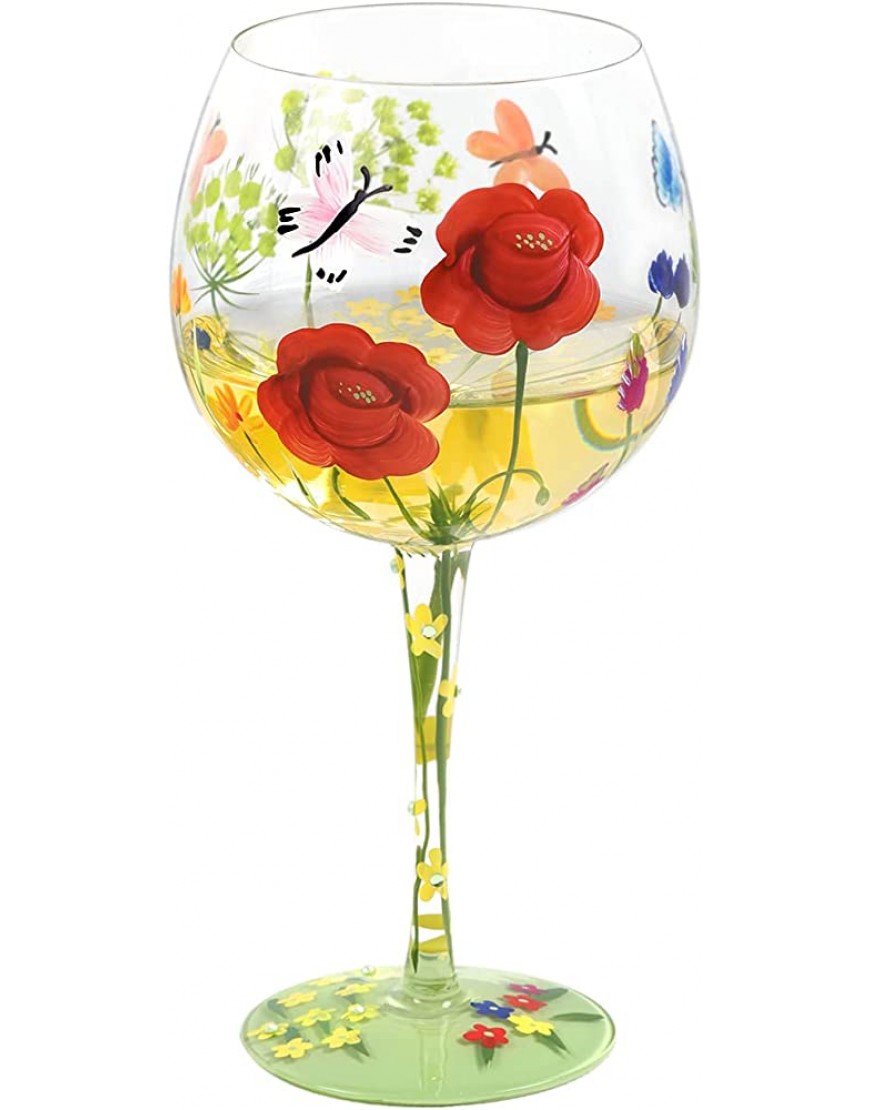 NymphFable Copa de Vino Mariposa Flor Copas Gin Tonic Pintado a Mano 20oz Regalos de Cumpleaños Personalizados para Mujeres Amigas - BCOPO2K4