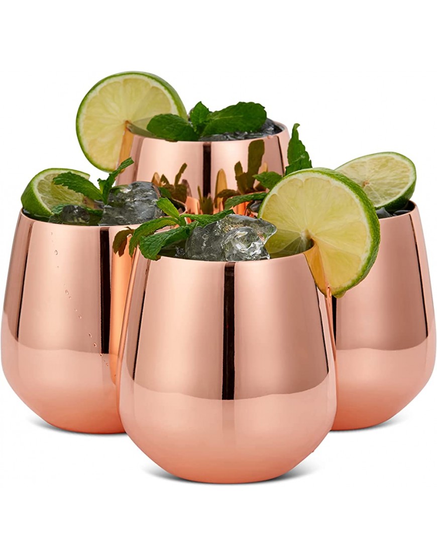 Oak & Steel 4 Copas de Acero Inoxidable Juego de Copas de Color Oro Rosa Set Incluye Pajitas y Cepillos de Limpieza Ideales para Cocktail - BKVSLME7