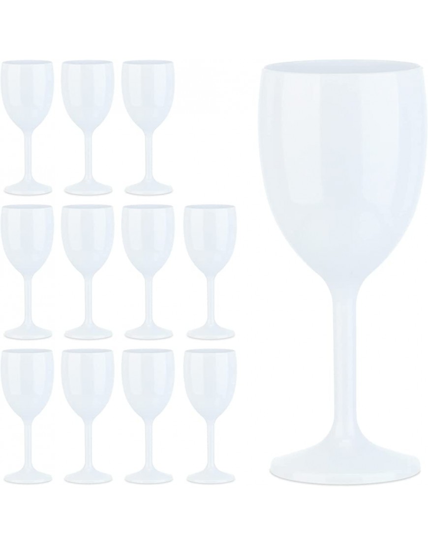 Relaxdays Juego de 12 copas de vino de plástico irrompibles sin BPA vasos de cóctel reutilizables para camping color blanco 10035431 - BJCVA6J2