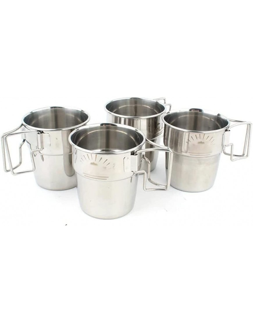300ML 4-Piece Set Outdoor Stainless Steel Folding Cup with Handle Picnic Barbecue Beer Mug Climbing Cup Camping Cookware - BGWHOKED