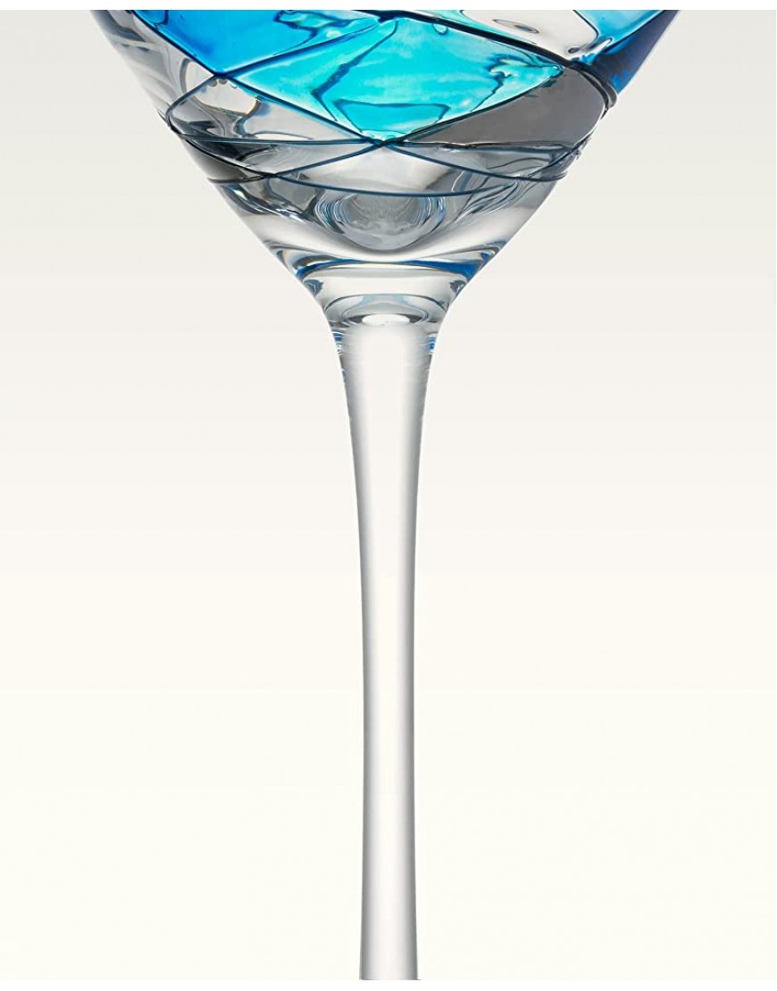 ANTONI BARCELONA Copa de Cocktail Martini Cristal 355ml Pintadas a Mano Sopados a Boca Hechas a Mano Uso en Casa Restaurante y en Fiestas Azúl Set 2 Unidades - BZCCZBKK