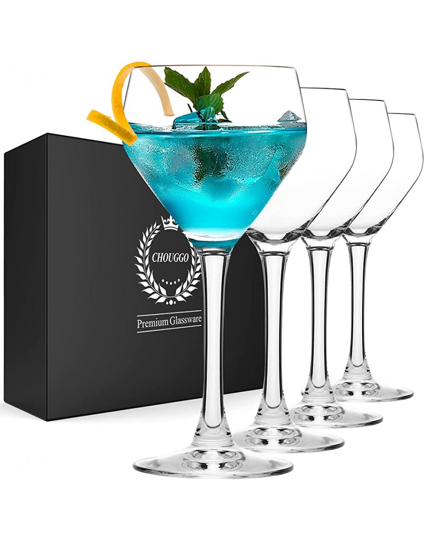 Chouggo Nick & Nora Juego de 4 vasos de cóctel de cristal soplado a mano para bar martini cosmopolita manhattan 6 onzas transparente - BJGWRB5N