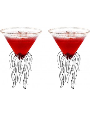 JYCRA Vaso de Martini de medusas de pulpo creativas copa de whisky copa de martini sin tallo 2 unidades - BIMBZQ7K