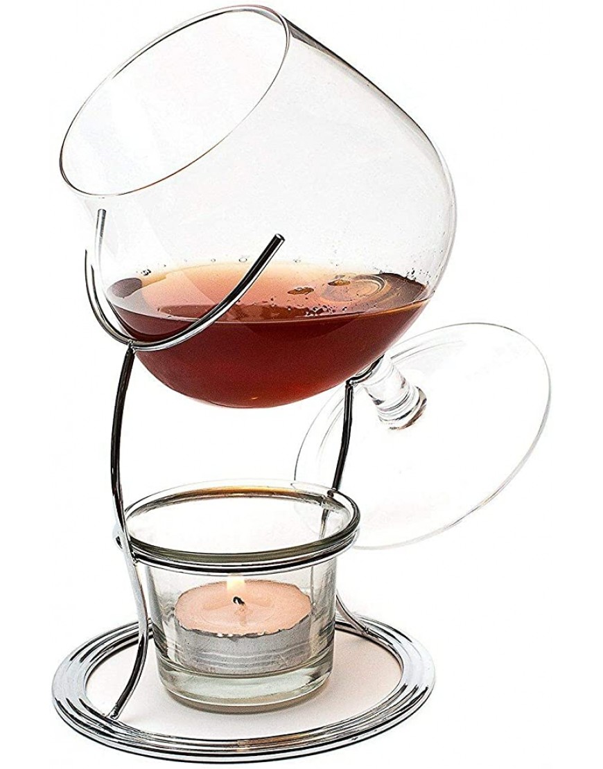 Bar Amigos Brandy & Coñac Snifter Set de regalo con vela de té y soporte de cobre – Juego de bebidas premium plata - BIRNXNAM