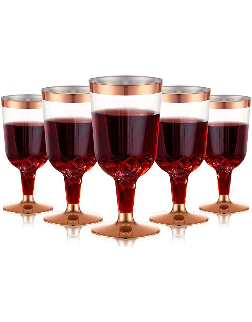 LATERN 30 Piezas Copas de Vino de Plástico 170ml Copas de Cata de Vino de Oro Rosa Copas de Vino de Fiesta con Tallo Reutilizables para Bebidas Whisky Champán Cerveza Cóctel Martini 13,4 x 6,5cm - BFAUD89M