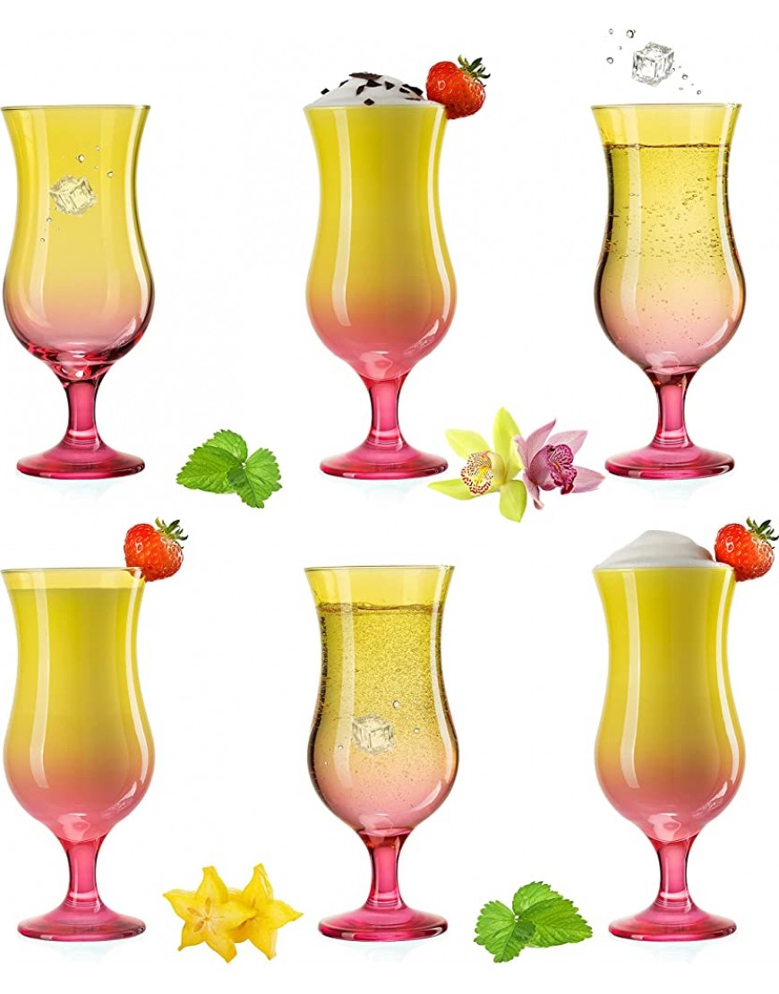 PLATINUX Juego de 6 vasos de cóctel de color amarillo y rosa 400 ml máx. 470 ml - BEWYZQM1