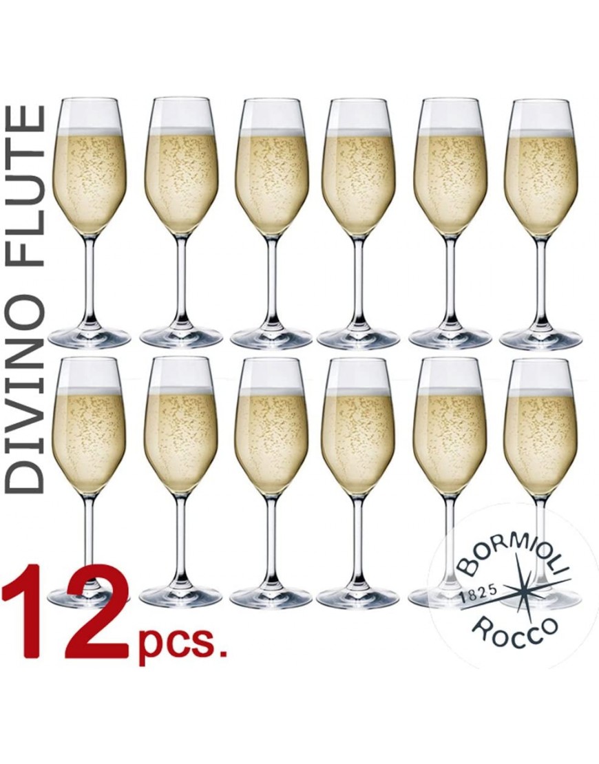 Bormioli Rocco – Juego de 12 copas de champán & Prosecco – Mod. Flute tieno 24 – Capacidad: cl. 24 - BVXFHKD9