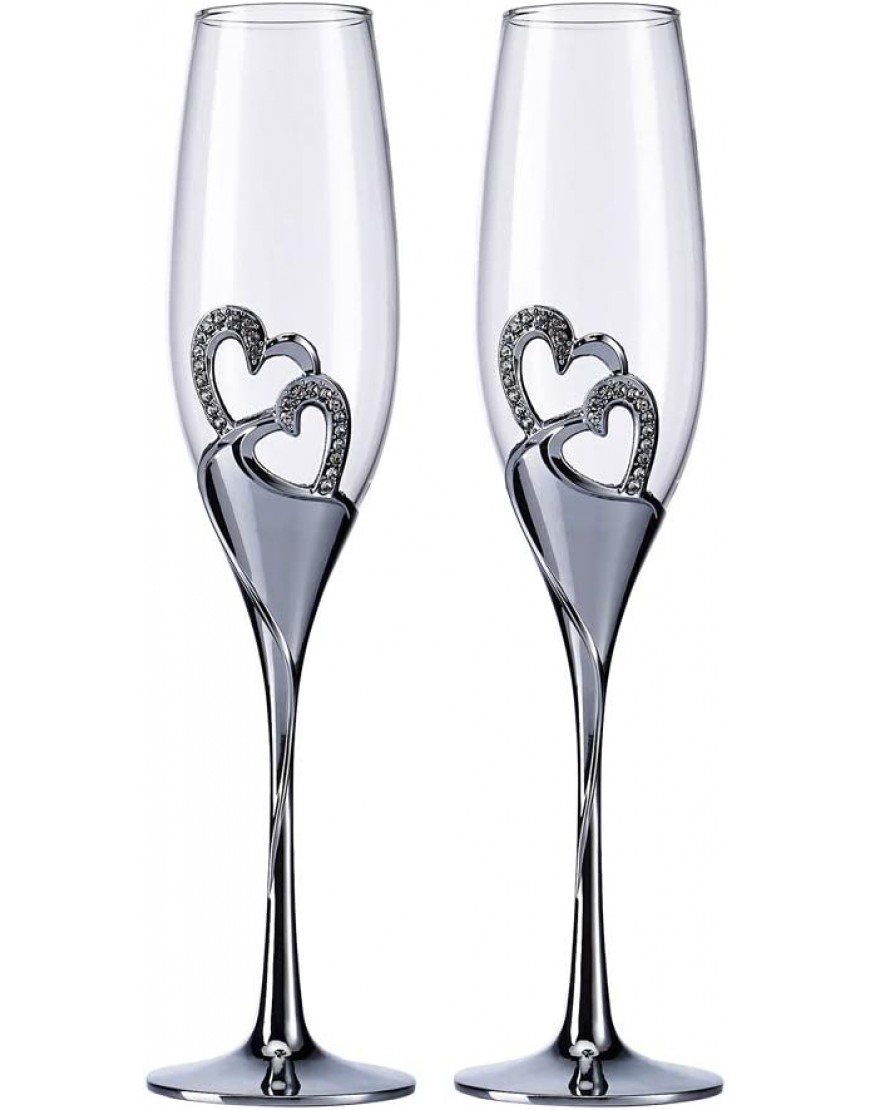 Copas de champán de boda para tostar copas de flauta para novia y novio tazas de vidrio de lujo creativas con diamantes de imitación con decoración - BVUMPQM2