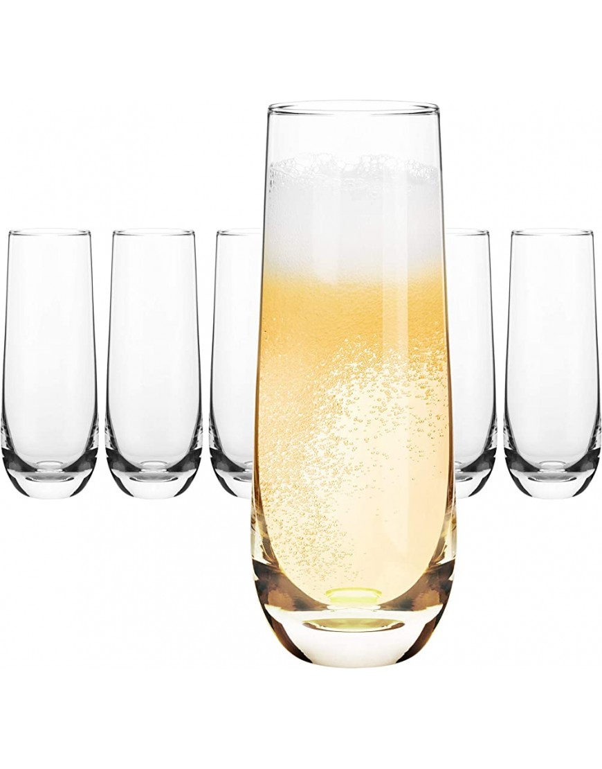 Copas de champán sin tallo copas de cristal sopladas a mano juego de 6 vasos de Mimosa sin tallo cristal de primera calidad regalo para despedida de soltera boda, - BEJKU4Q3