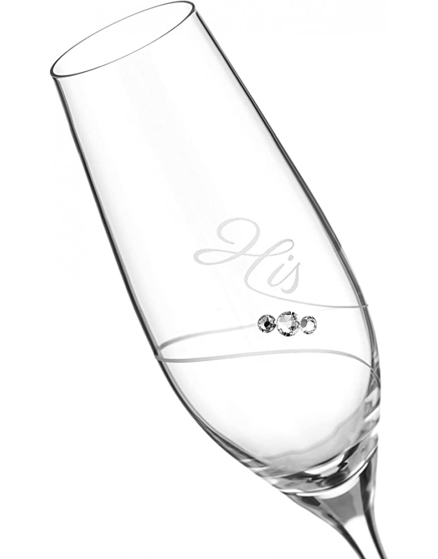 DIAMANTE Copas de champán de cristal Swarovski Prosecco His & Hers Juego de 2 copas de champán 210 ml - BXXUM3MQ