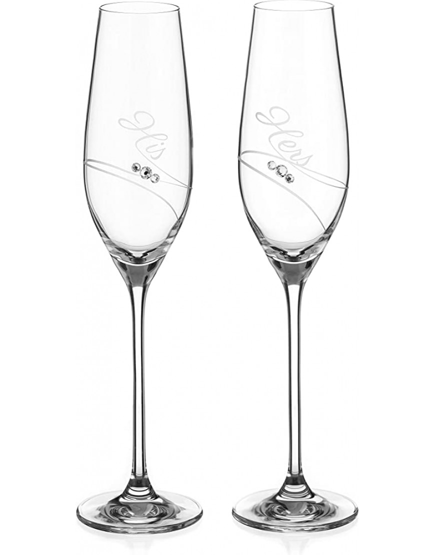 DIAMANTE Copas de champán de cristal Swarovski Prosecco "His & Hers" Juego de 2 copas de champán 210 ml - BXXUM3MQ