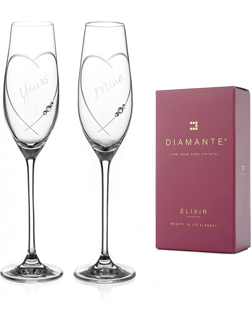 DIAMANTE Swarovski Crystal Champagne Flautas Prosecco Juego de 2 vasos de cristal - BBYLQA94