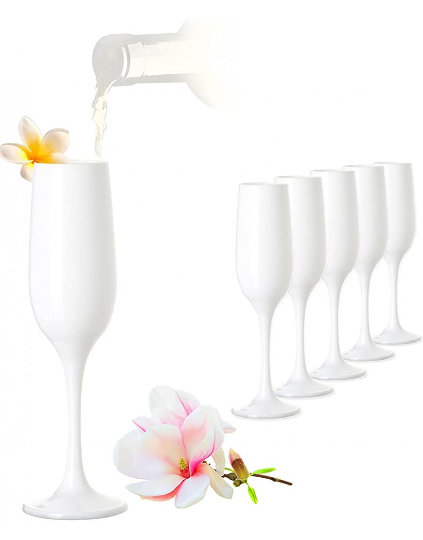 PLATINUX Juego de 6 copas de champán color blanco 200 ml de cristal Prosecco - BKLETKQK