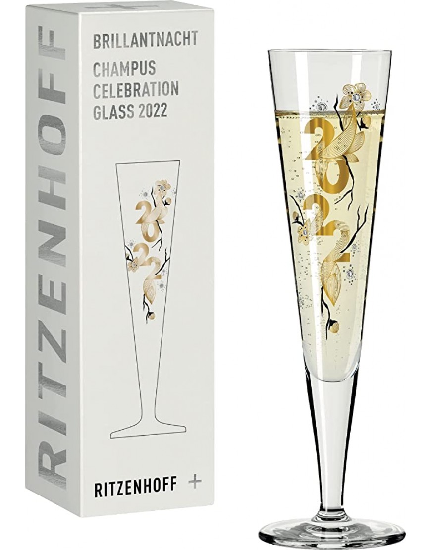 RITZENHOFF 1079012 Celebration Glass #2022 Vaso de champán cristal 205 mililitros color dorado y negro - BSKJGV85