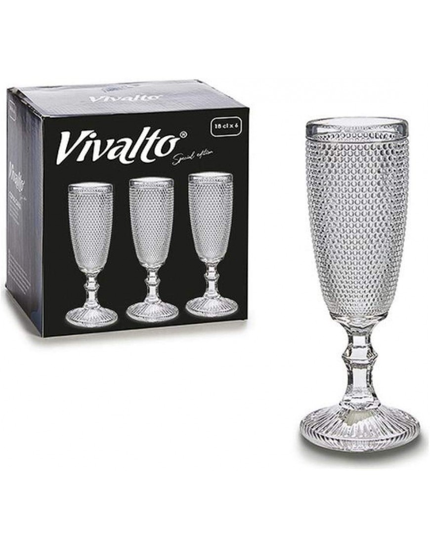 Vivalto Caja 6 copas flauta puntos transparente S3604267 - BCUFN824
