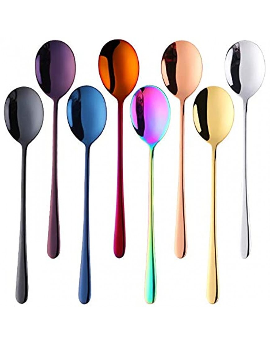 Cucharas Coloreas de acero inoxidable cucharas de mango largo cuchara de oro rosa cuchara de sopa for la cucharada de cena de helado arroz vajilla de ensalada Cucharas de sopa Color : 6pcs black - BGHGXV6M