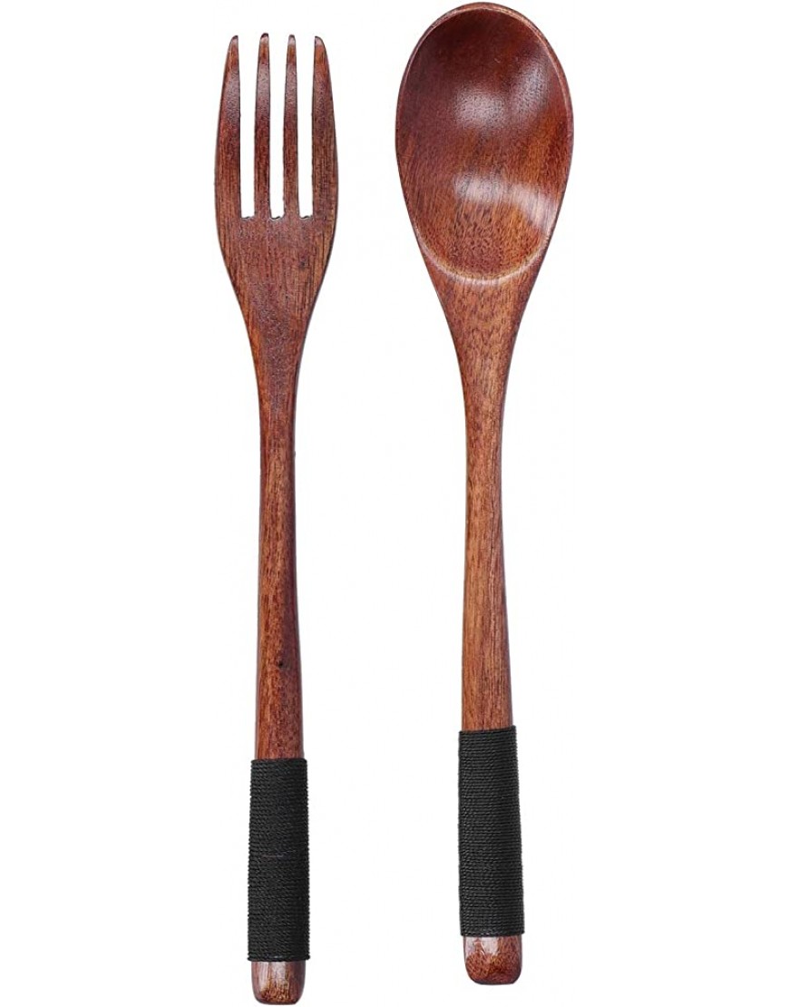 Juego de cubiertos de estilo japonés cuchara de madera tenedor sopa cucharadita utensilios de cocina utensilios de cocina cubiertos de madera cuchara tenedor sopa de madera - BOLUY7WM