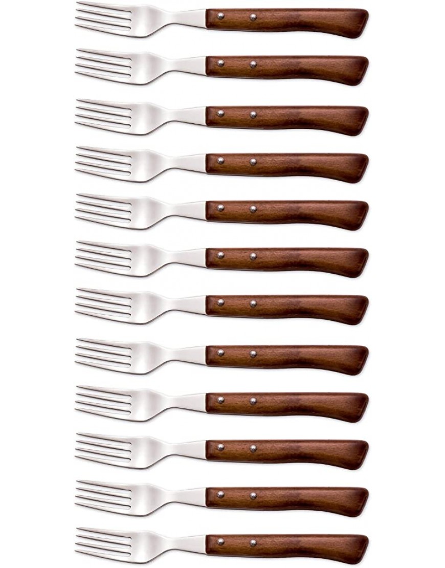 Arcos Serie Cuchillos de Mesa Caja 12 uds Tenedor Tenedor de Acero Inoxidable 18 10 de 200 mm Mango Madera Comprimida Color marrón 12 UDS - BRIJQH5V
