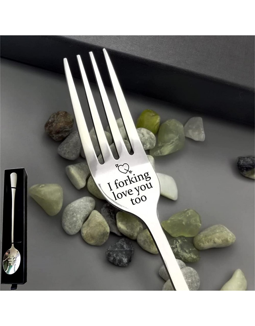 Engraved Fork Best Funny Gift for Loved One Dinner Forks Funny Tableware Engraved with I Forking Love You with High-End Gift Box G - BTFVZV53
