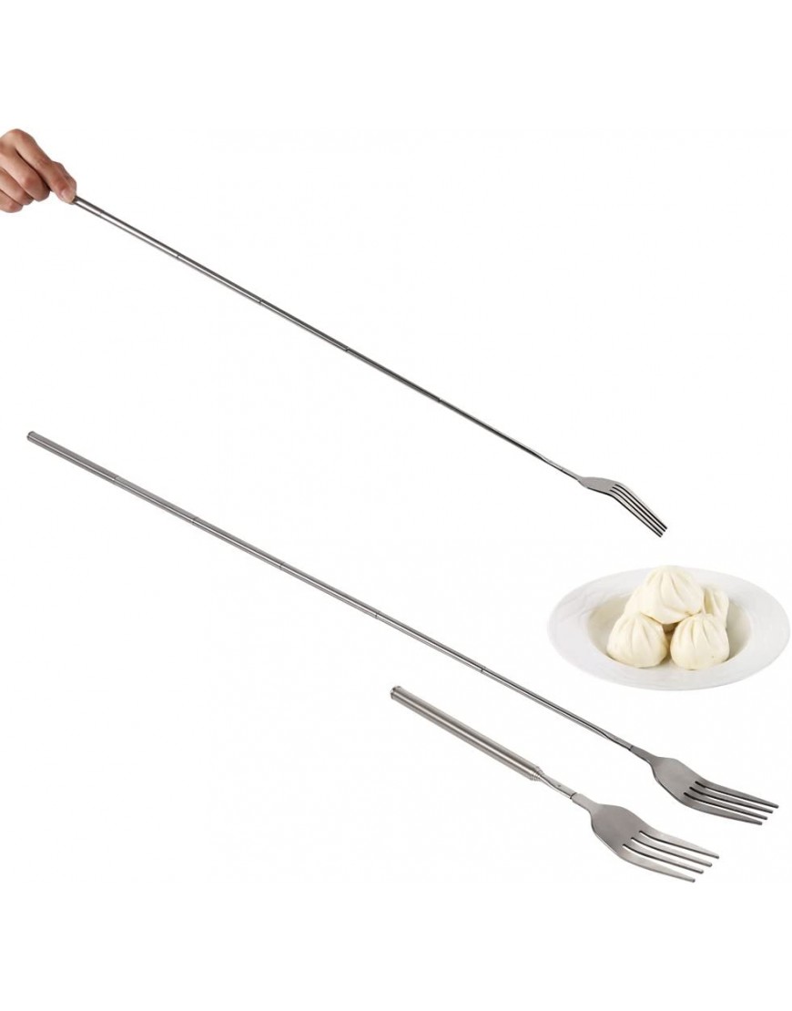 Tenedor de acero inoxidable tenedor telescópico Tenedor de mango largo Tenedor extensible Acero inoxidable para cocina casera 22,1 ~ 64,6 cm 8,7 ~ 25,4 pulgadas Plata - BULPXN5K