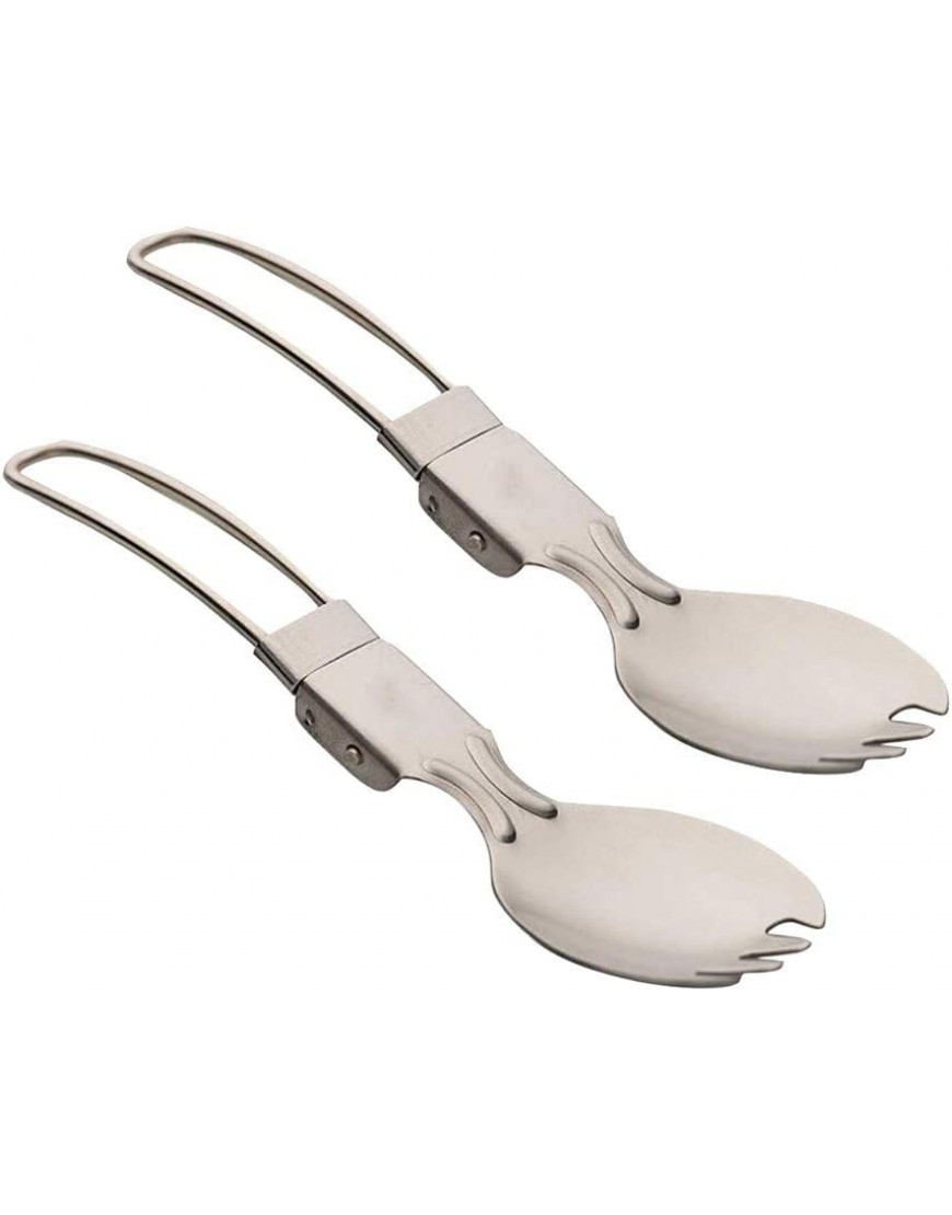 Tenedor de cuchara de acero plegable con tenedor cuchara de acero inoxidable cubiertos portátil de doble uso cocina comedor redondo blanco conjunto para 4 - BMJYQ36B