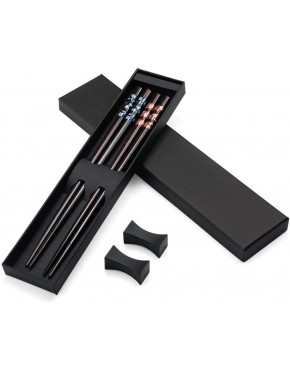 Haosell Juego de 2 pares de palillos negros + 2 palillos de madera natural Chopsticks respetuosos con el medio ambiente en elegante caja de regalo de madera negro palillos chinos - BXRQVQB6