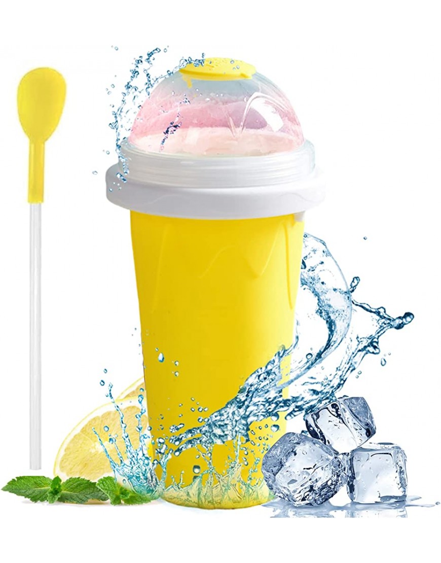 ADLOASHLOU Slush Vaso para helado silicona con cuchara de paja color amarillo - BIYBUD7H