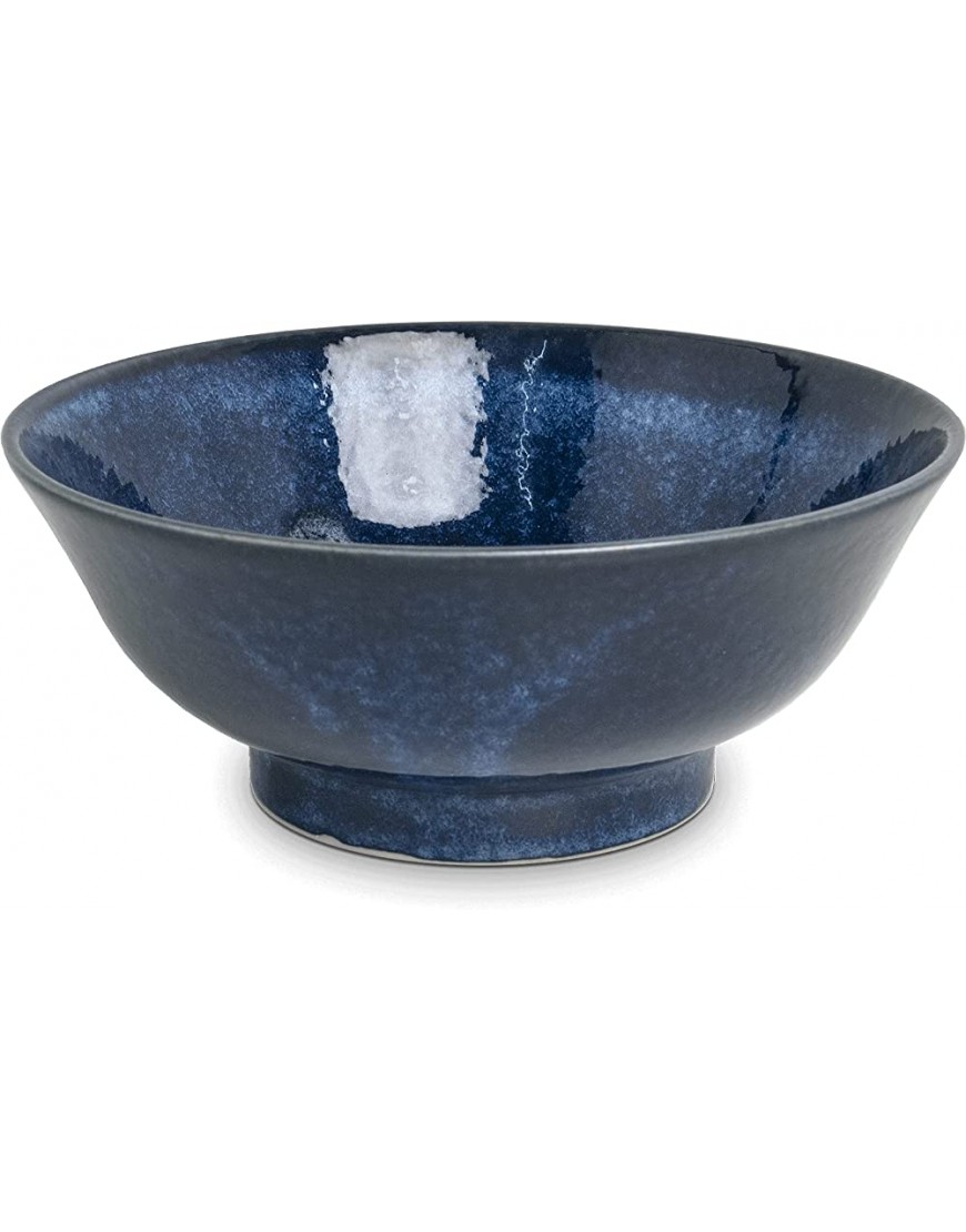 Hecho a mano Japón Ramen Rice Bowls cuencos y cuencos de 21 cm fabricados en Japón con porcelana Izayoi hecho a mano de Nippon también para frutas y verduras frutas azul oscuro texturizado. - BQLYV8B4