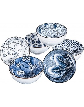 Juego de cuencos de cerámica de estilo japonés 24 onzas ensalada sopa arroce azul y blanco 6 pulgadas - BQAHS4D2