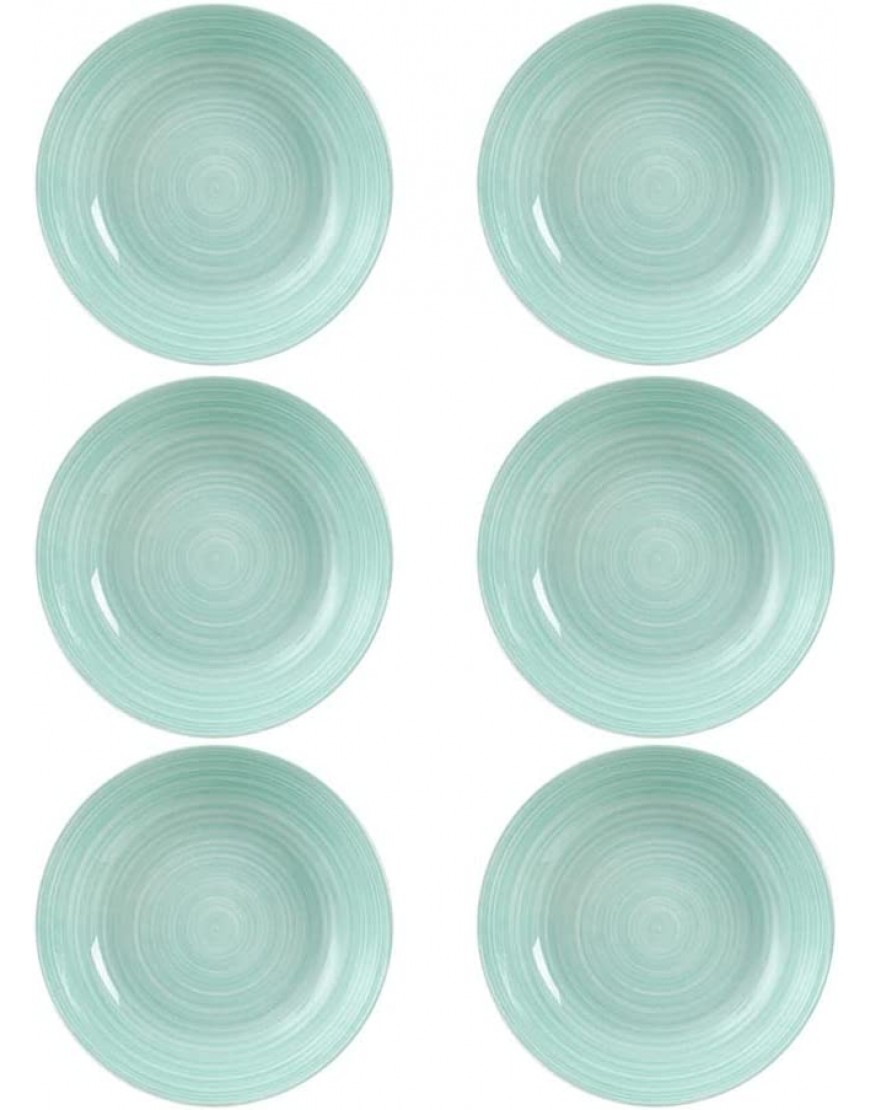 Juego de 6 platos hondos lisos blancos y azules de porcelana de Ø 20 cm LOLAhome - BCJZP54V