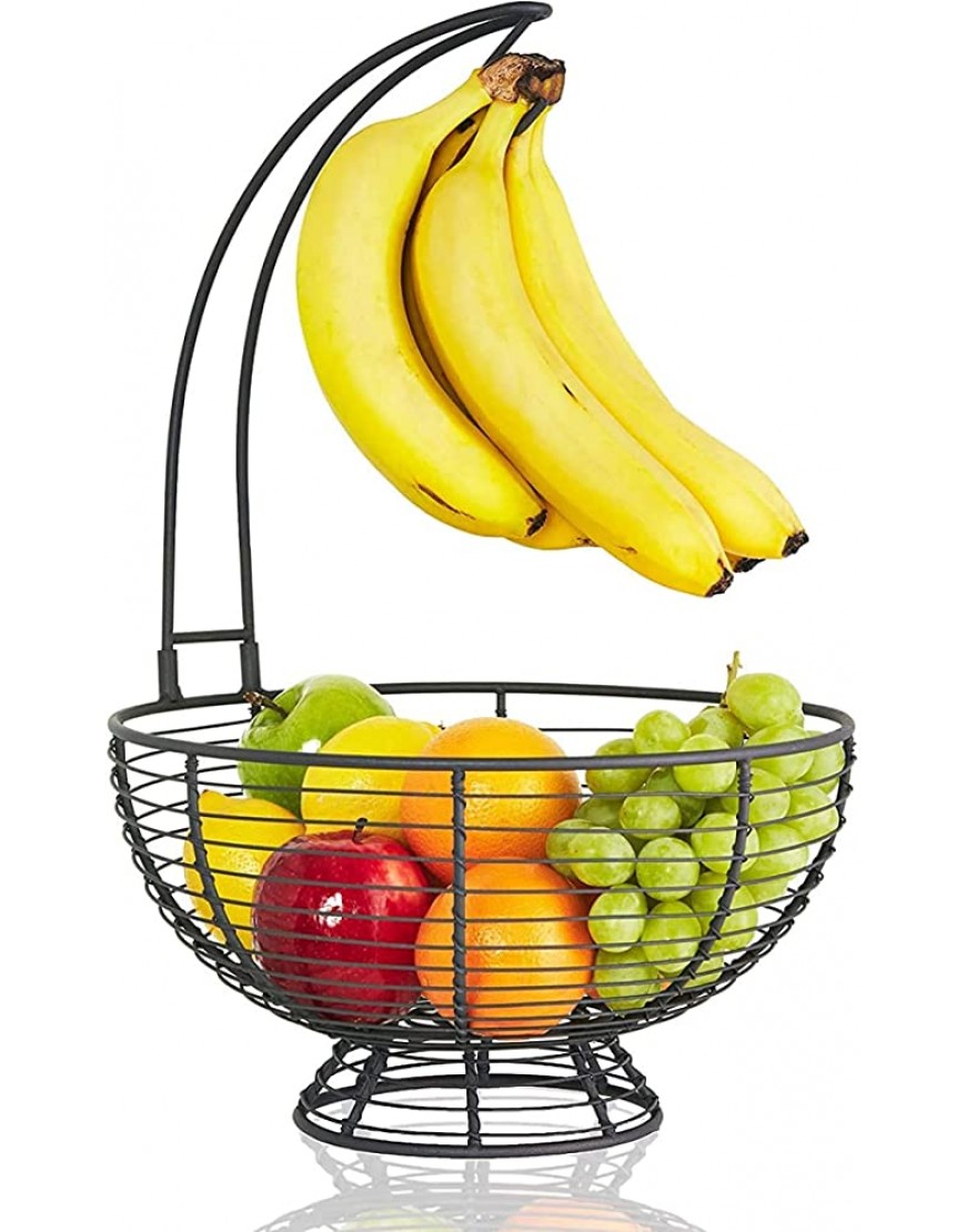 REGAL TRUNK & CO. Cesta de Frutas Grande con Colgador de Plátanos l Frutero de Granja Francesa Rústica l Cesta de Frutas con Soporte de Plátanos Extraíble l Ideal para Frutas y Verduras - BPEFA321