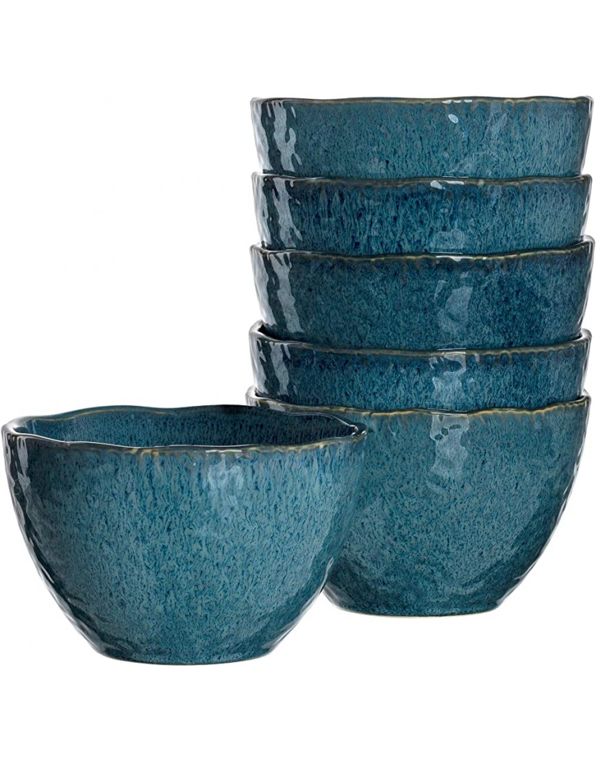 Leonardo 018545 Matera Juego de 6 cuencos de cerámica aptos para lavavajillas cuencos de gres con esmalte 980 ml diámetro de 15,3 cm color azul - BXMZJB5M