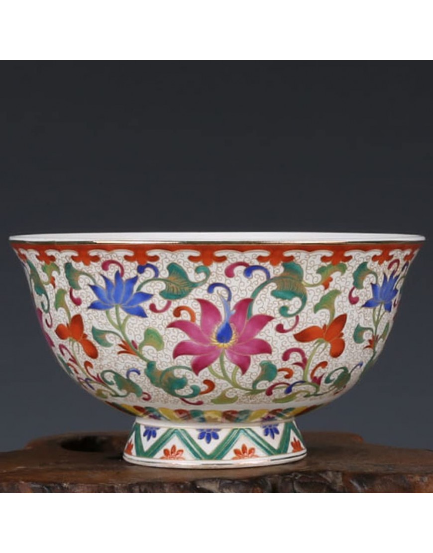 12cm Qing Qianlong Famille cerámica flor patrón tazón arroz tazón antiguo decorar - BCGSYQ84