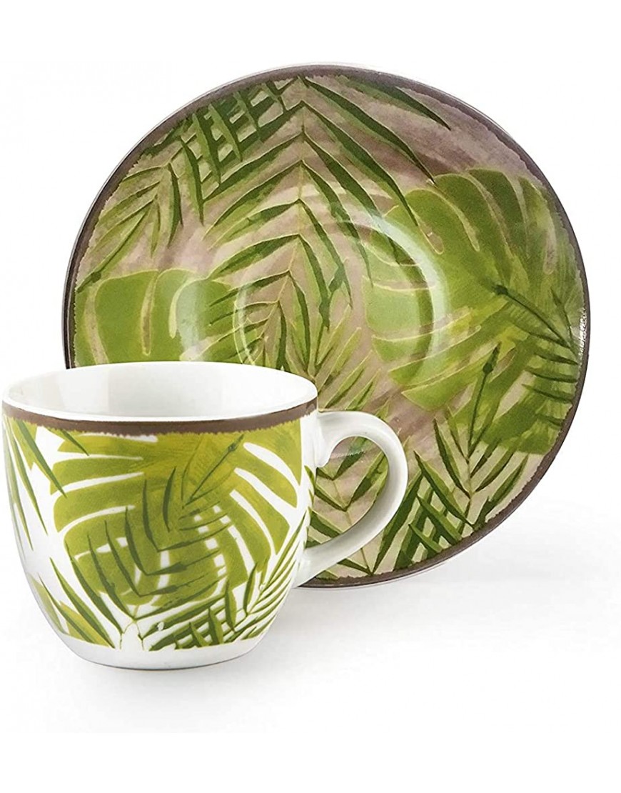Excelsa Foliage Juego de 6 tazas de café con plato porcelana - BGOTA4EH