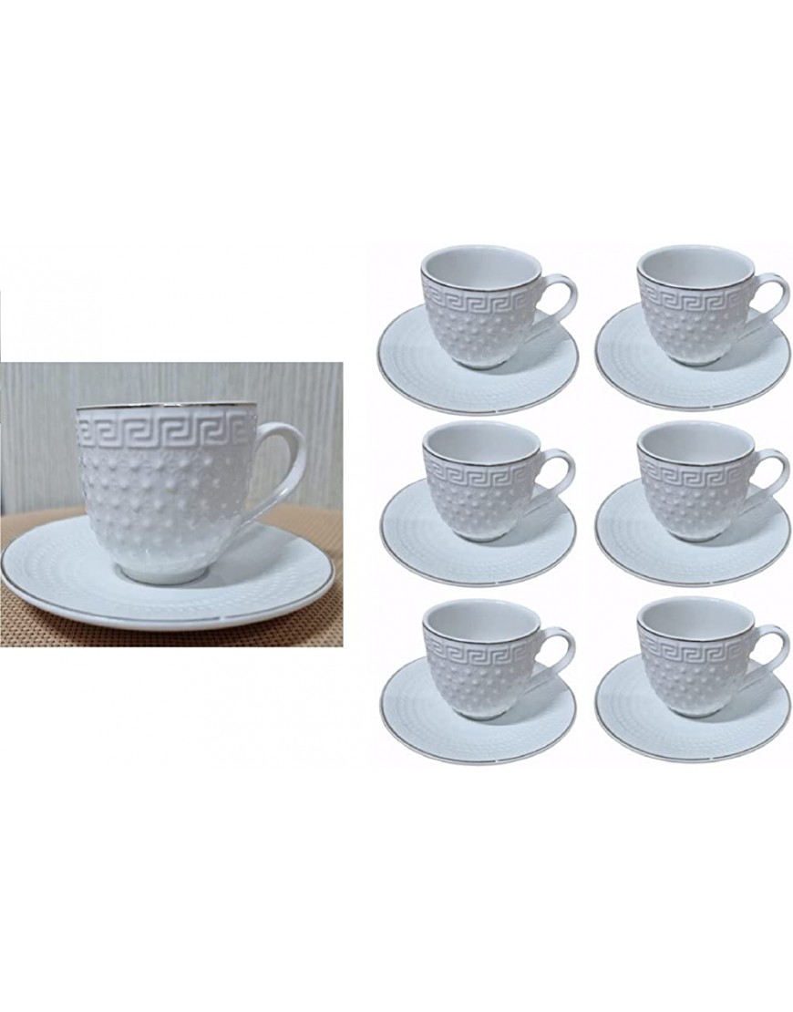 Juego de 6 tazas de cafe con plato y ceramica blanco porcelana de lujo con borde dorado de esmalte brillante juego moderno de cafe Set de Café Tazas Para Espresso Café Solo Cortado - BCGHQK7K