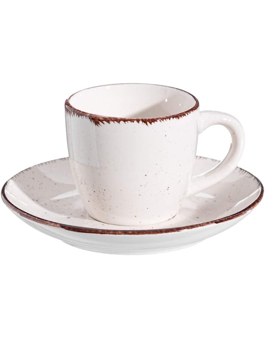 Set de 6 tazas café y té blancas con ribete de porcelana stoneware LOLAhome - BFJXZ28B