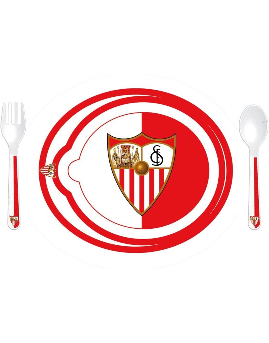 Sevilla FC Set Vajilla 3 Piezas Plato cushara y Tenedor Compatible con Microondas SFC - BVVOHVD9