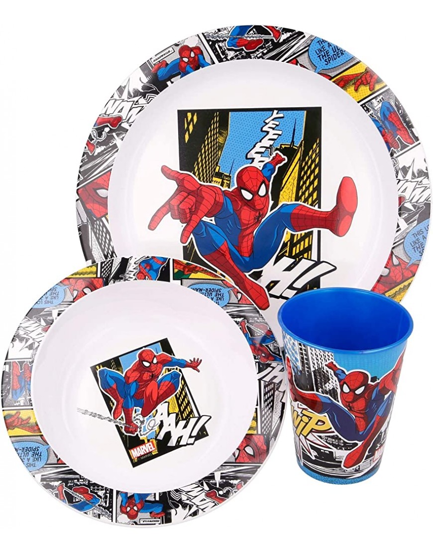 Spiderman Vajilla infantil con plato cuenco para cereales y vaso diseño de Spiderman - BOWRD218