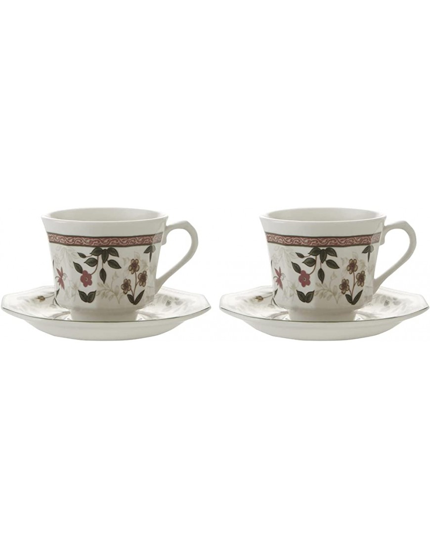 Churchill Assam Estuche de 2 Tazas de café con platillo de 25 cl decorado floral - BNZMI3KK