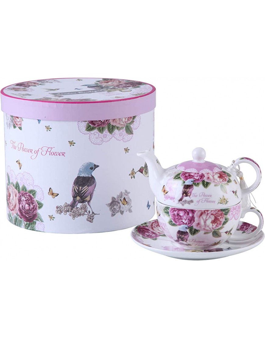 London Boutique Tea for One Juego de Tetera diseño de Flores y Rosas Color Lavanda - BFMTXJKJ