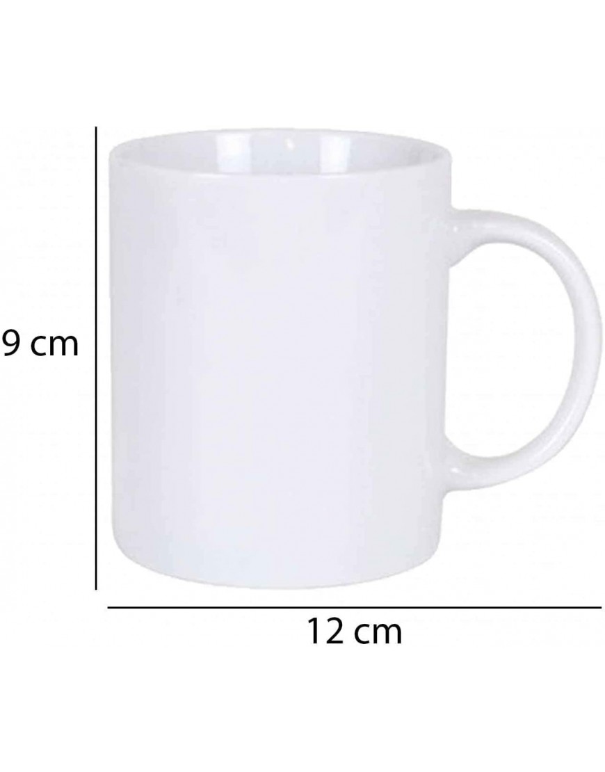 Taza de cerámica blanca tazón desayuno café infusiones diseño clásico resistente y duradera apta para lavavajillas y microondas. 320 ml. 9 x 11 x 7,7 cm - BRAXJK1W